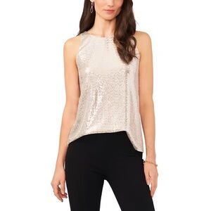 Sequin Sleeveless Top - Champagne Color